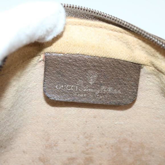 GUCCI GG Canvas Web Sherry Line Clutch Bag PVC Leather Beige Green Auth 54882 - Picture 8 of 16